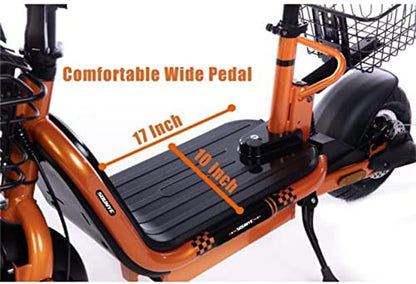 Soumye 48V 500W 13AH Folding Electric Scooters E-Scooter 10" Fat Tire Lithium-ion Battery