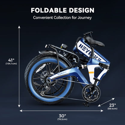 Heybike Tyson Folding Electric Bike for Adults 750W 28MPH 20'' Fat Tire Ebike