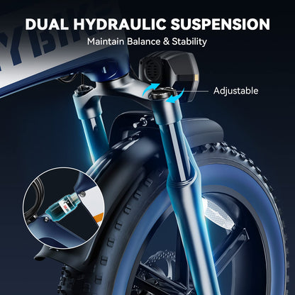 Heybike Tyson Folding Electric Bike for Adults 750W 28MPH 20'' Fat Tire Ebike